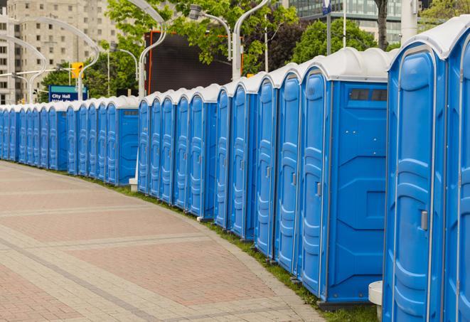 Seasonal porta potty units set up at a Lenoir, North Carolina venue